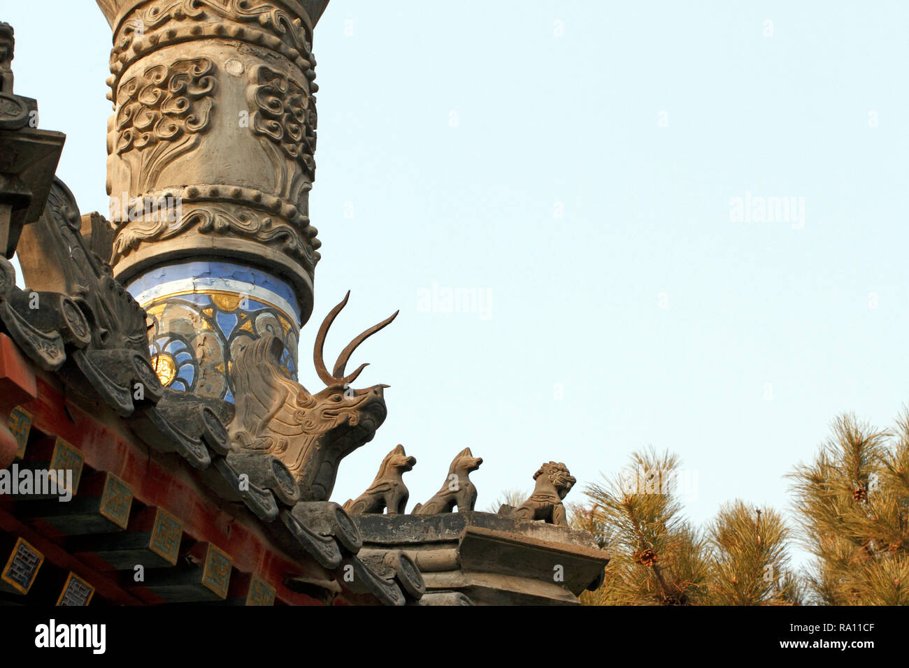 Cheminée décorées ou pot à Summer Palace, Beijing, Chine. Banque D'Images