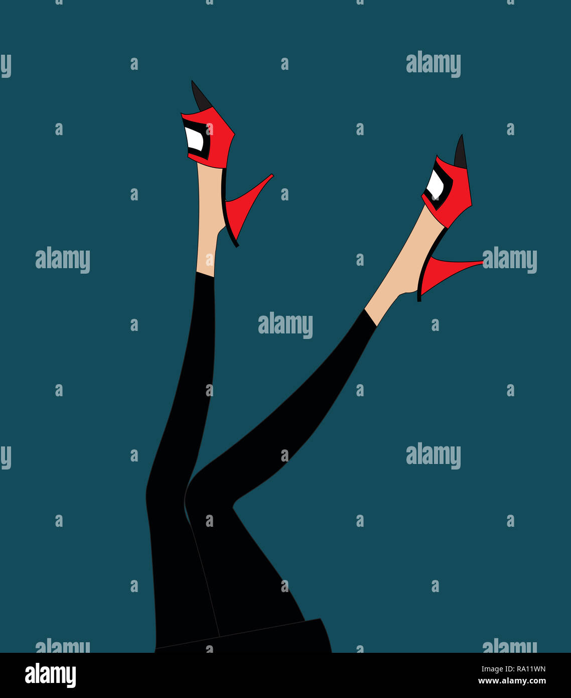 Illustration d'une femme avec des chaussures rouges Banque D'Images