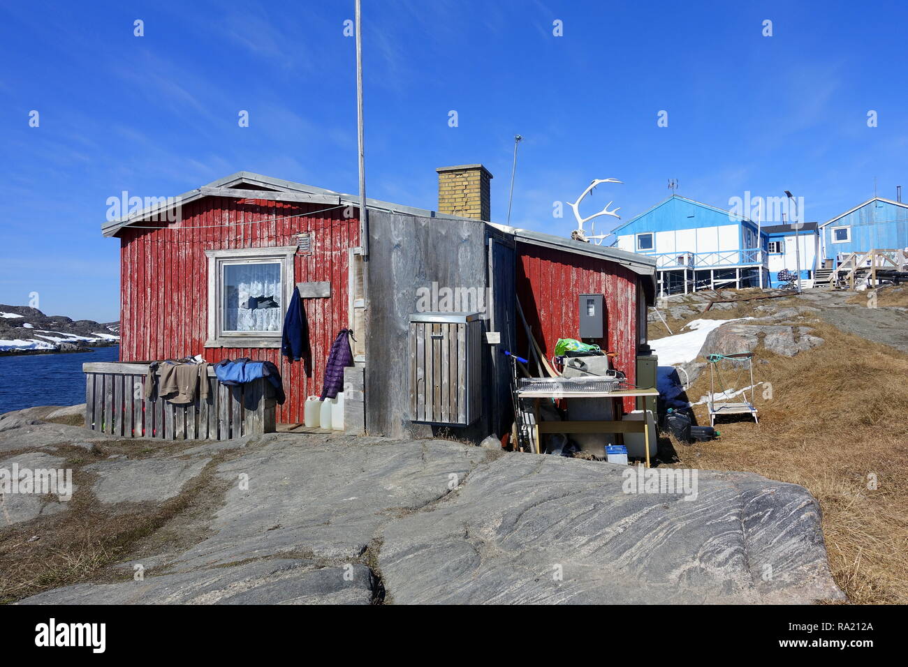 Bâtiments colorés abondent à Ilulissat, Groenland. Banque D'Images