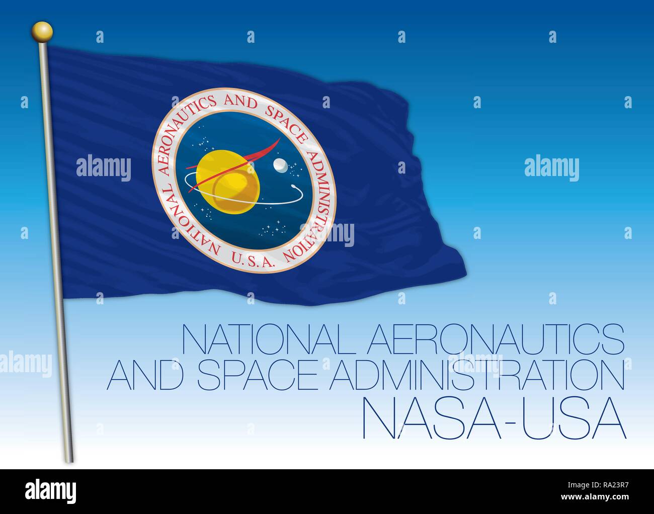 Cap Canaveral, États-Unis d'Amérique, l'année 1958, la NASA, National Aeronautics and Space Administration flag Illustration de Vecteur