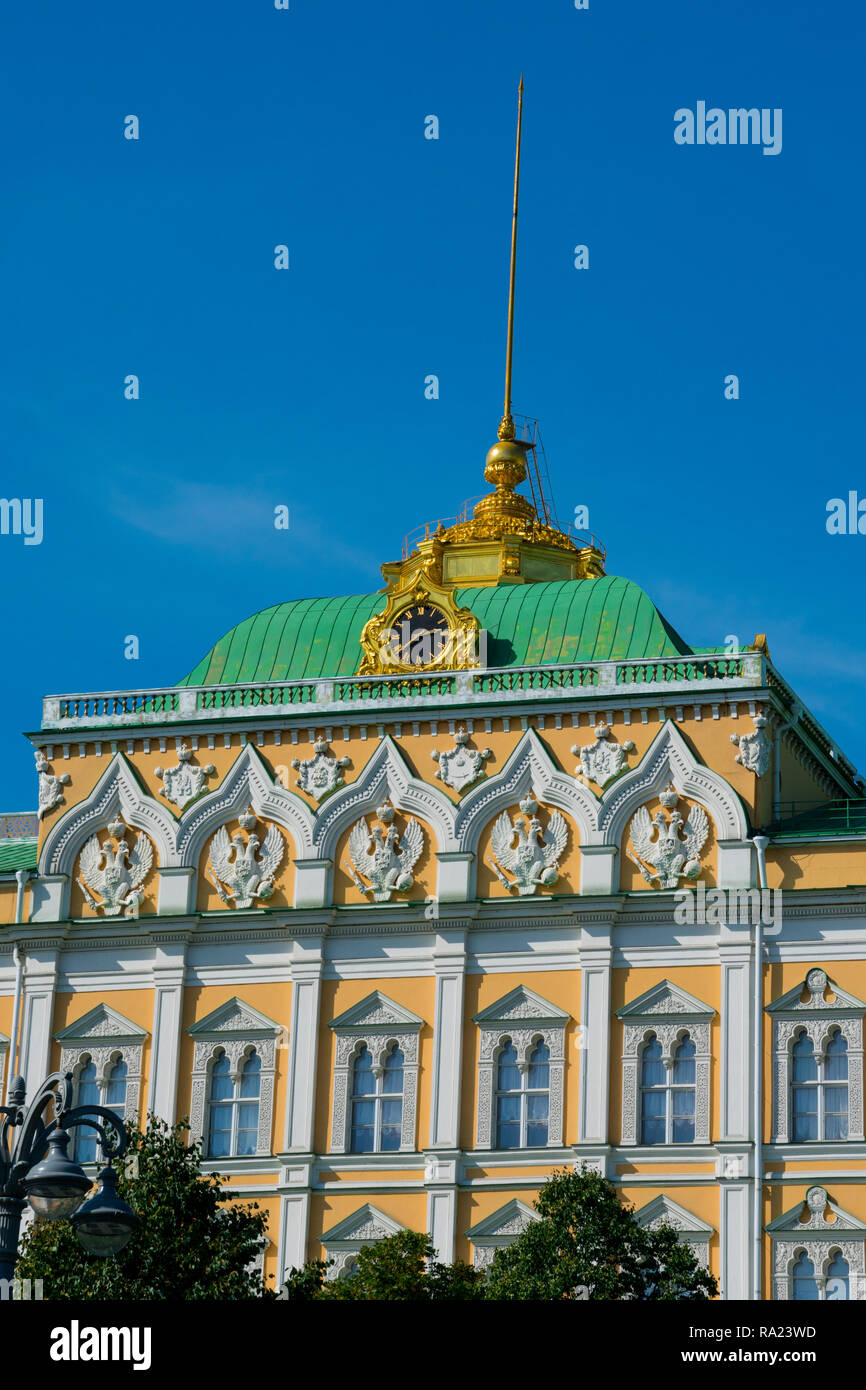 Moscou, Russie. 26 août, 2018. Le Grand Palais du Kremlin (Kremlyovskiy Façade Bolchoï Dvorets) résidence des Tsars russes Banque D'Images