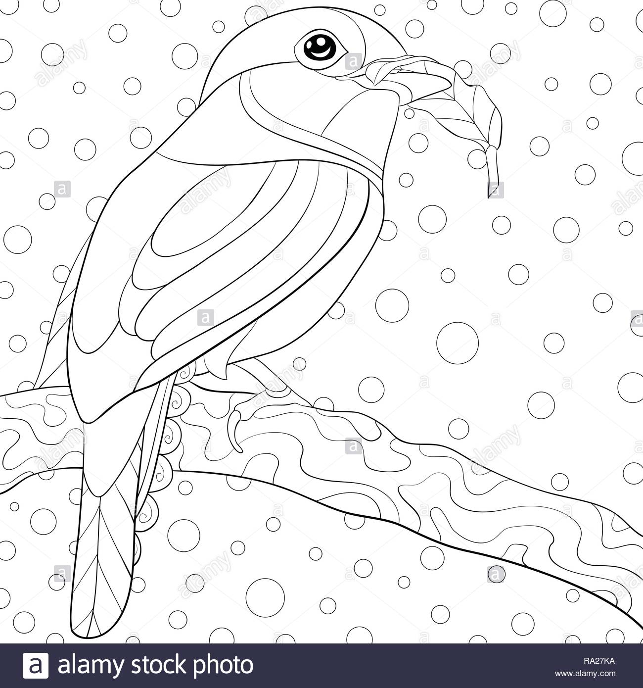 Un Mignon Petit Oiseau Sur Le Brunch Avec Des Ornements De