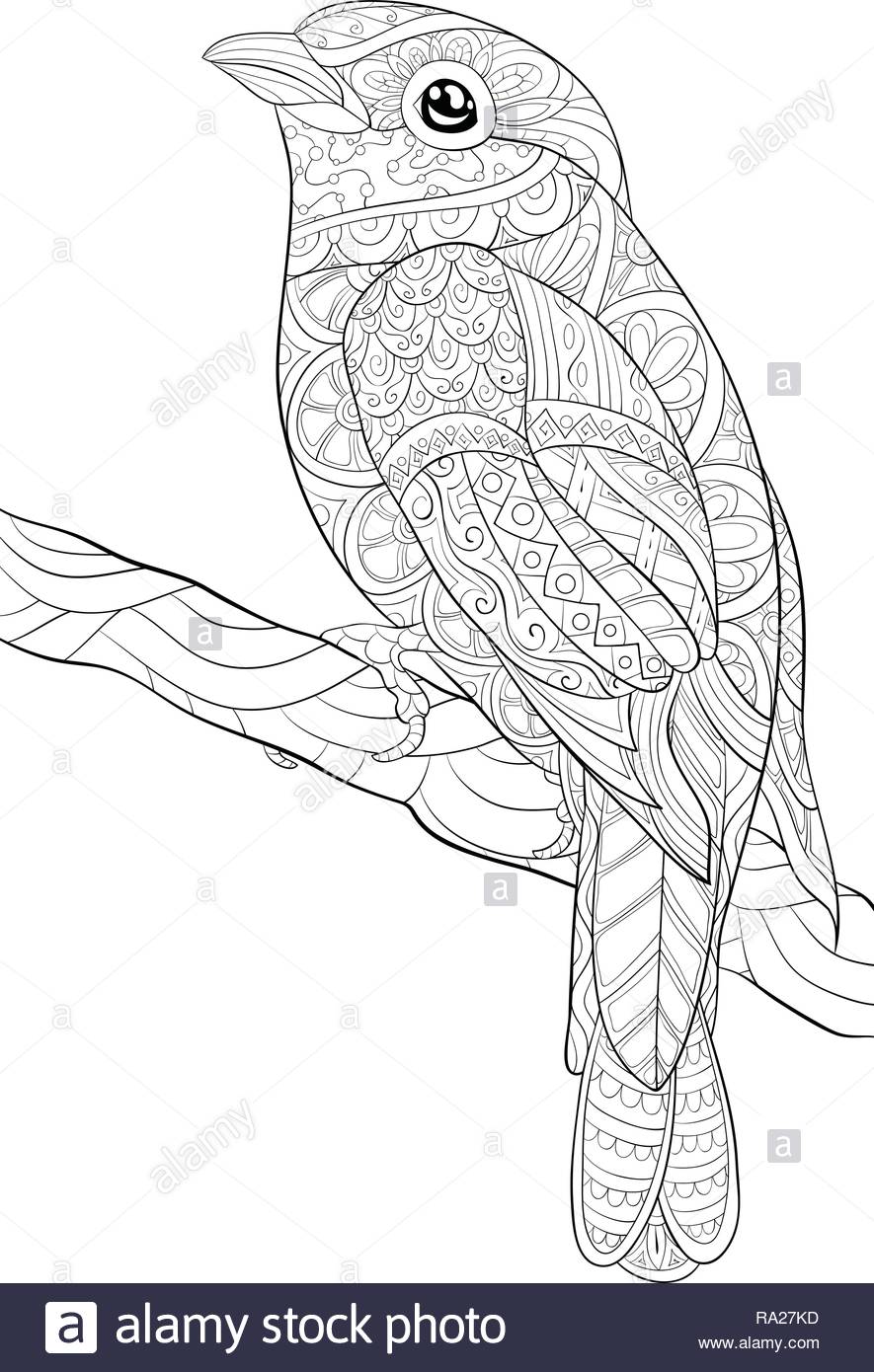 Un Mignon Petit Oiseau Sur Le Brunch Avec Des Ornements De