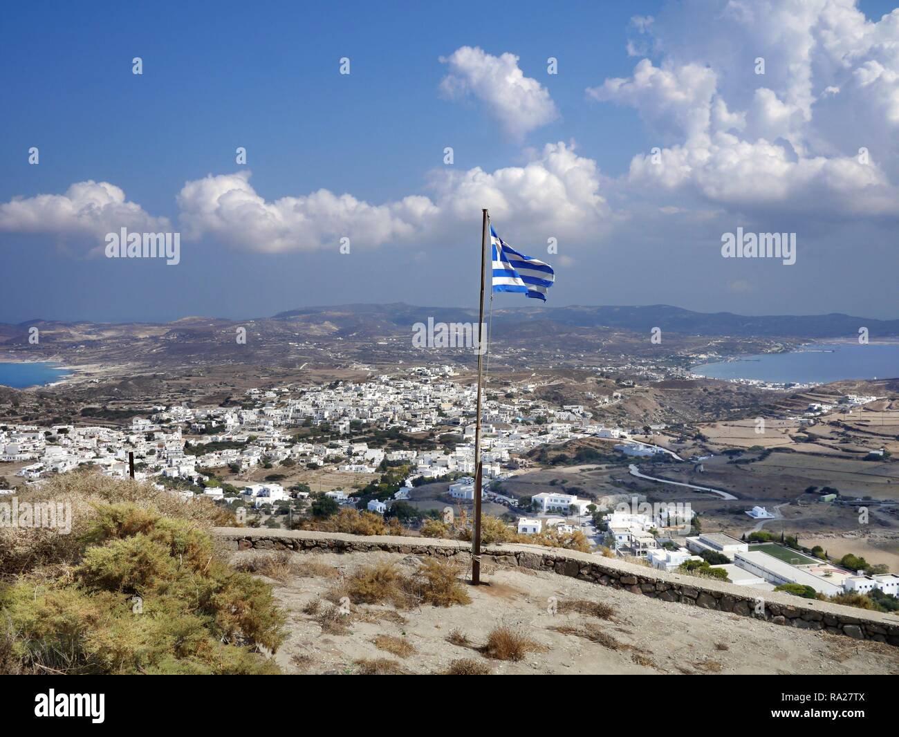 Vue aérienne de l'île de Milos, Grèce Banque D'Images