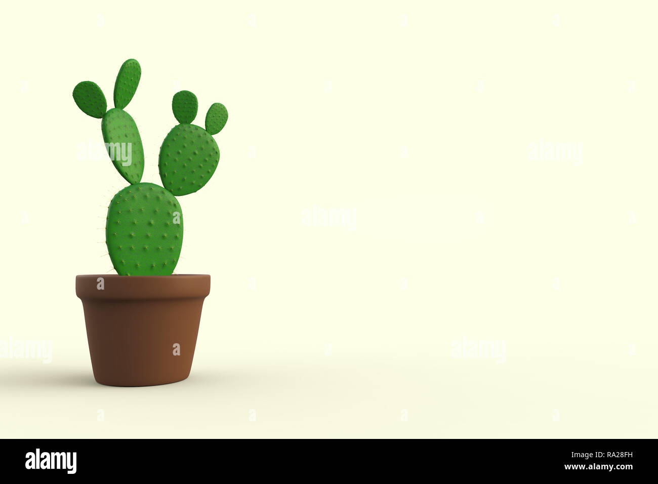 Accueil Cactus En Pot De Fleur Isolé Sur Fond Jaune Doux