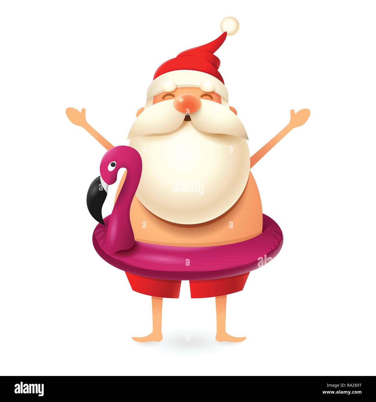Santa Claus wearing swim flamingo - anneau de Noël de l'été illustration vecteur isolé sur fond blanc Illustration de Vecteur