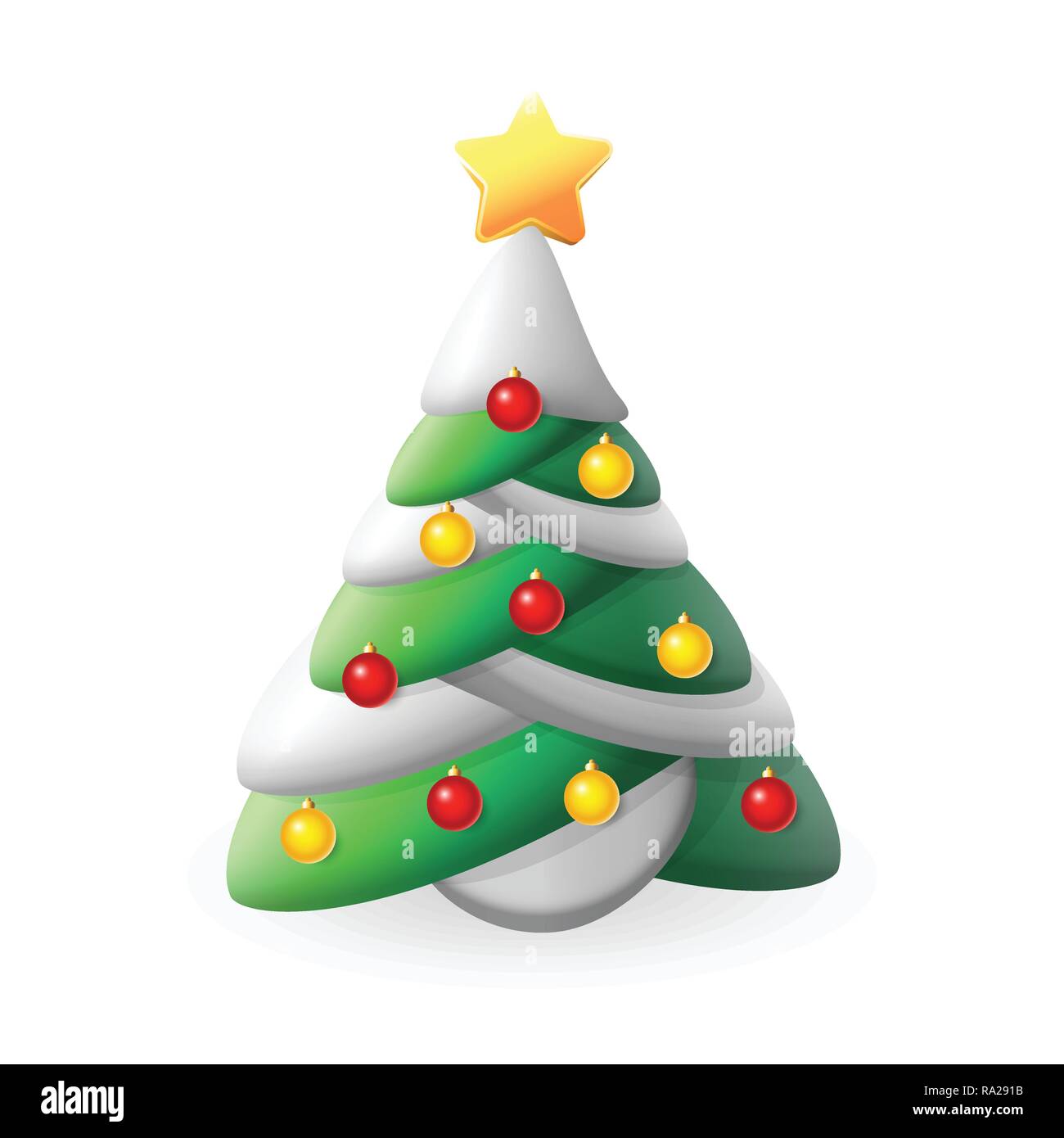 Decorated Christmas Tree - vector illustration isolé sur fond blanc Illustration de Vecteur