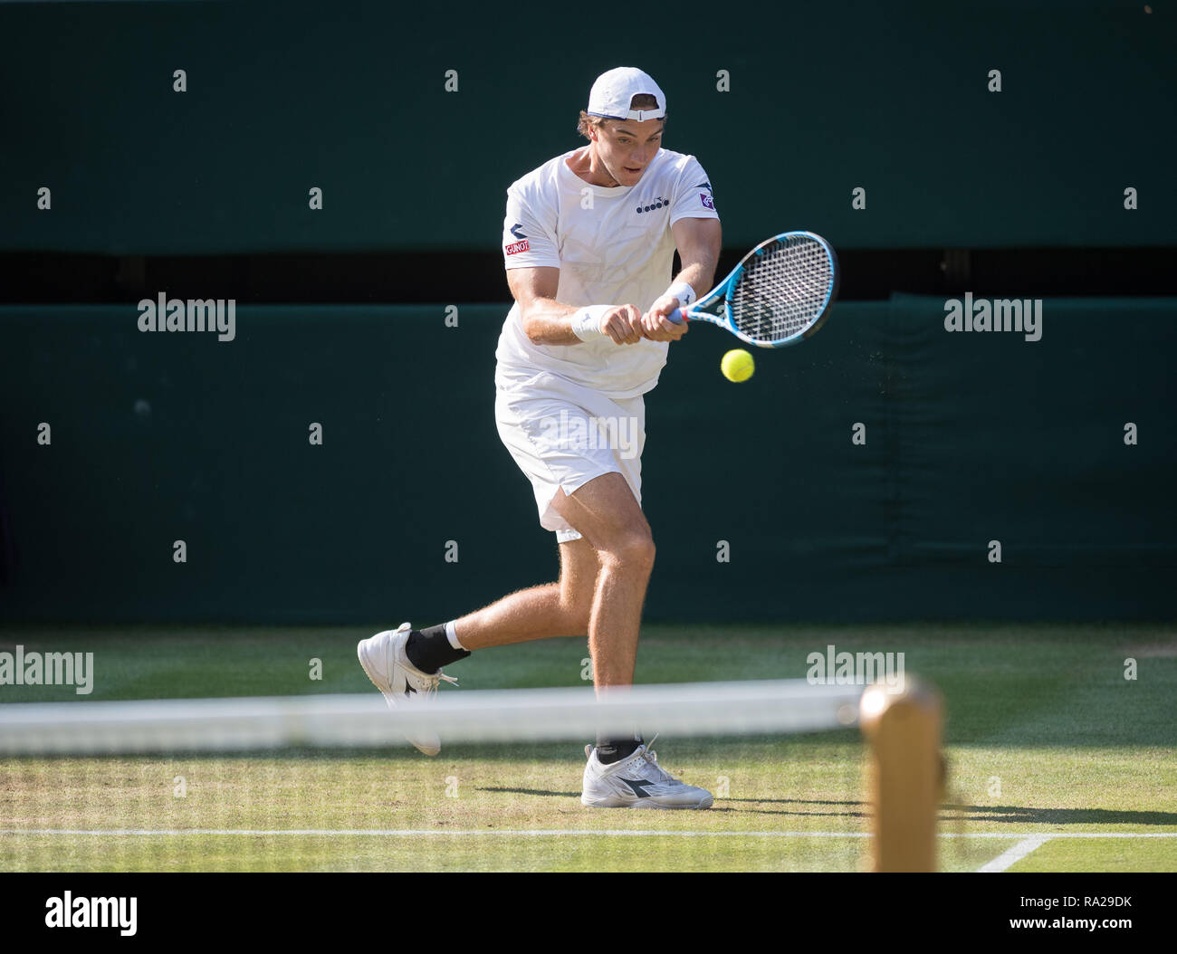 06 juillet 2018. Les Championnats de tennis de Wimbledon 2018 tenue à l'All England Lawn Tennis et croquet Club, Londres, Angleterre, Royaume-Uni. Roger Federer (SU Banque D'Images