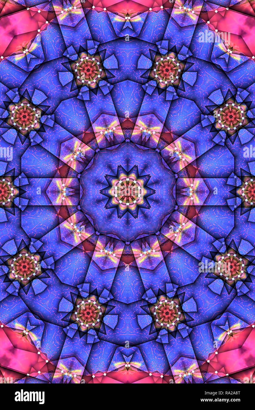Un très coloré et bejeweled kaleidoscope/pièce fractale. Banque D'Images