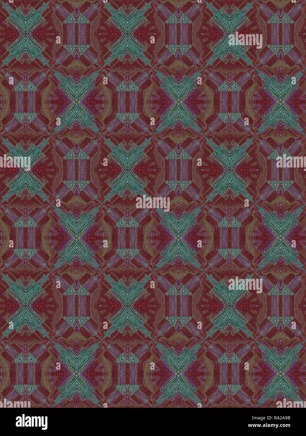 'Un'' à la fractale rouge et argent/œuvre abstraite. Banque D'Images