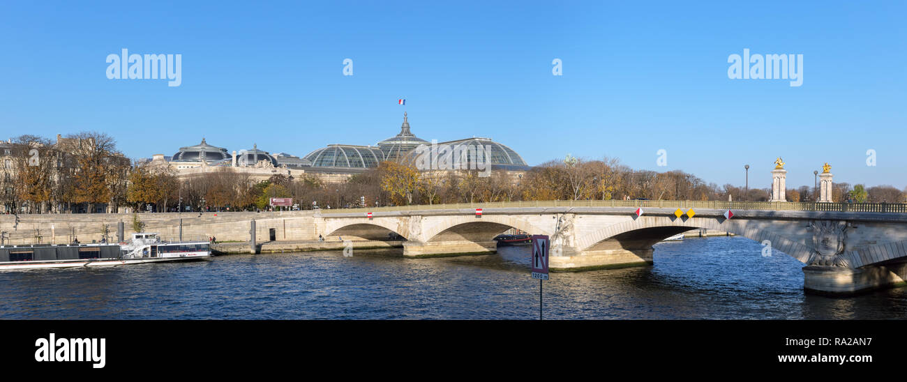 Pont des Invalides et le Grand Palais - Paris, France Banque D'Images