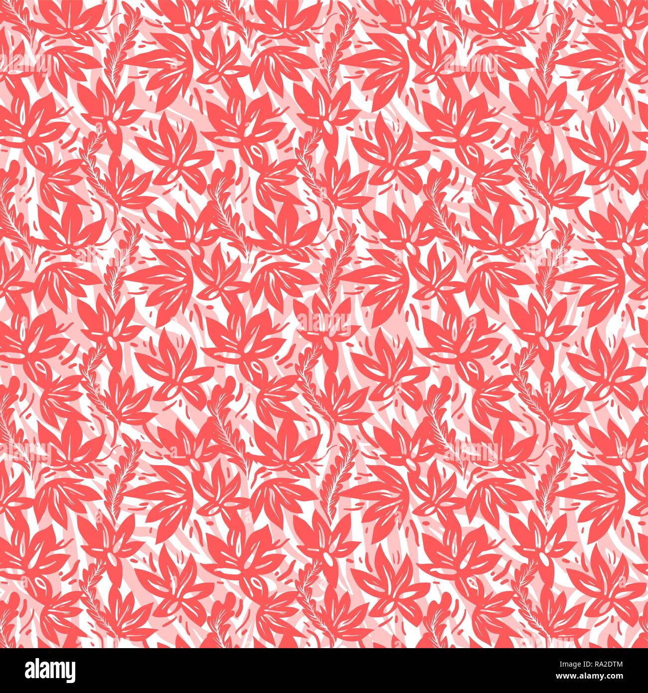 Seamless Vector background couleur corail. Motif ethnique de la nature. Illustration de Vecteur