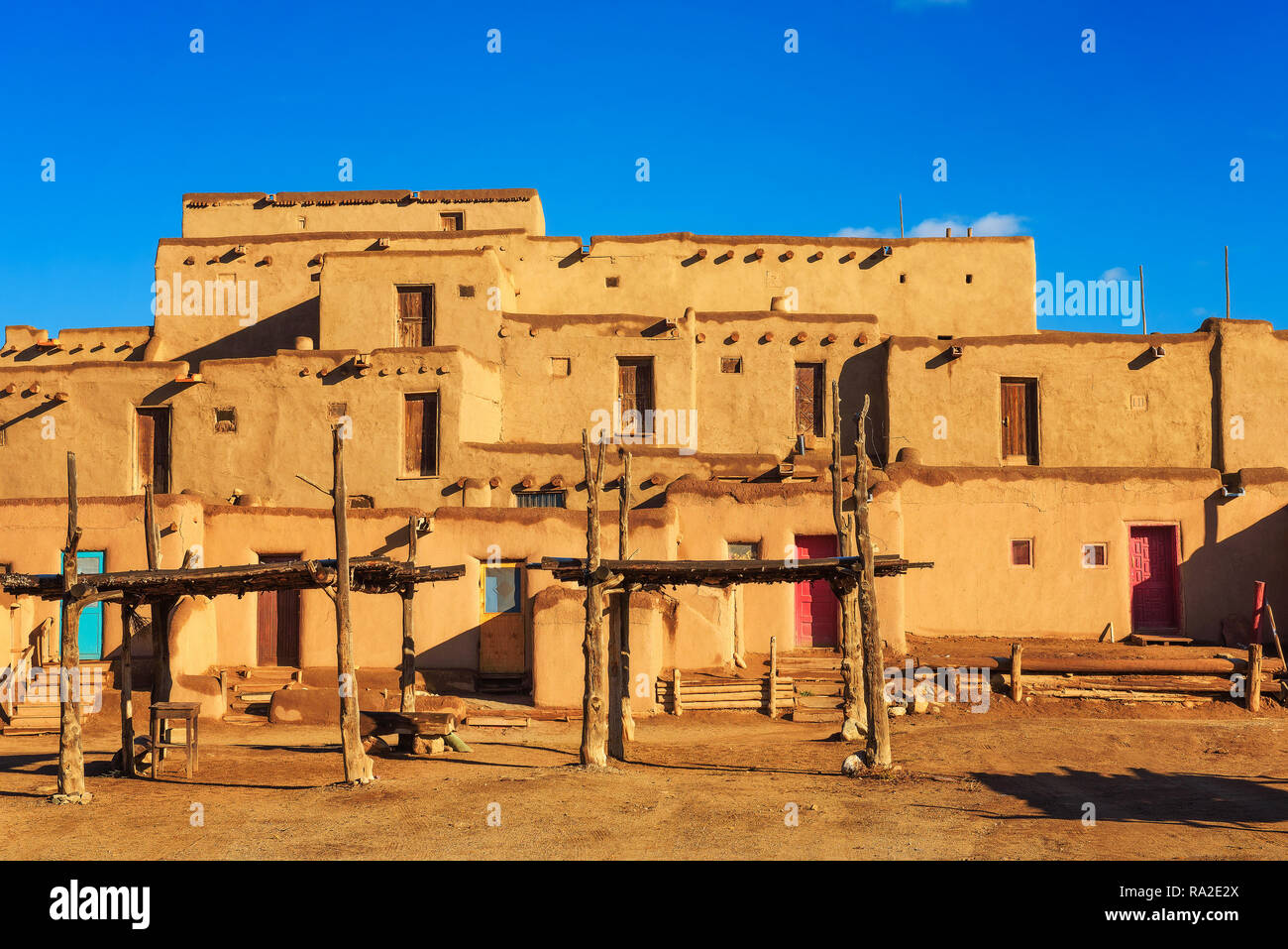 Anciennes habitations de Taos Pueblo, New Mexico Banque D'Images