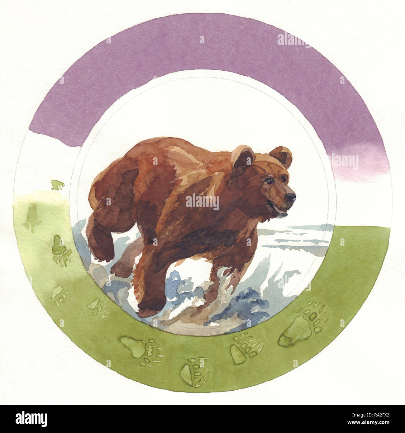 Aquarelle peint sur un fond rond multicolore Banque D'Images