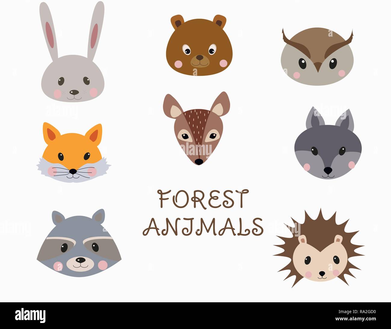 Ensemble D Animaux De La Foret Est Confrontee Dessin Anime Lapin Animaux Forestiers Raton Laveur Renard Ours Loup Herisson Deer Owl Vector Image Vectorielle Stock Alamy