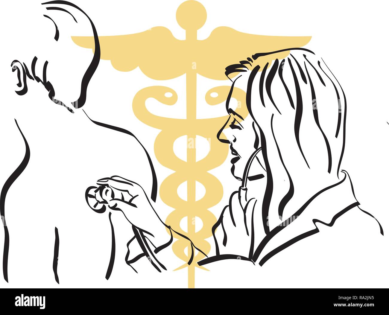 Illustration d'un médecin pendant la consultation d'un patient Illustration de Vecteur