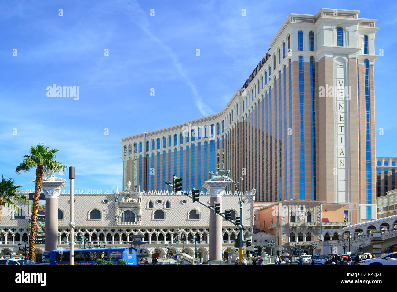 La belle Venetian Resort Las Vegas est un hôtel de luxe et un casino avec un thème vénitien vu architetural dans tout le détail des bâtiments, Banque D'Images