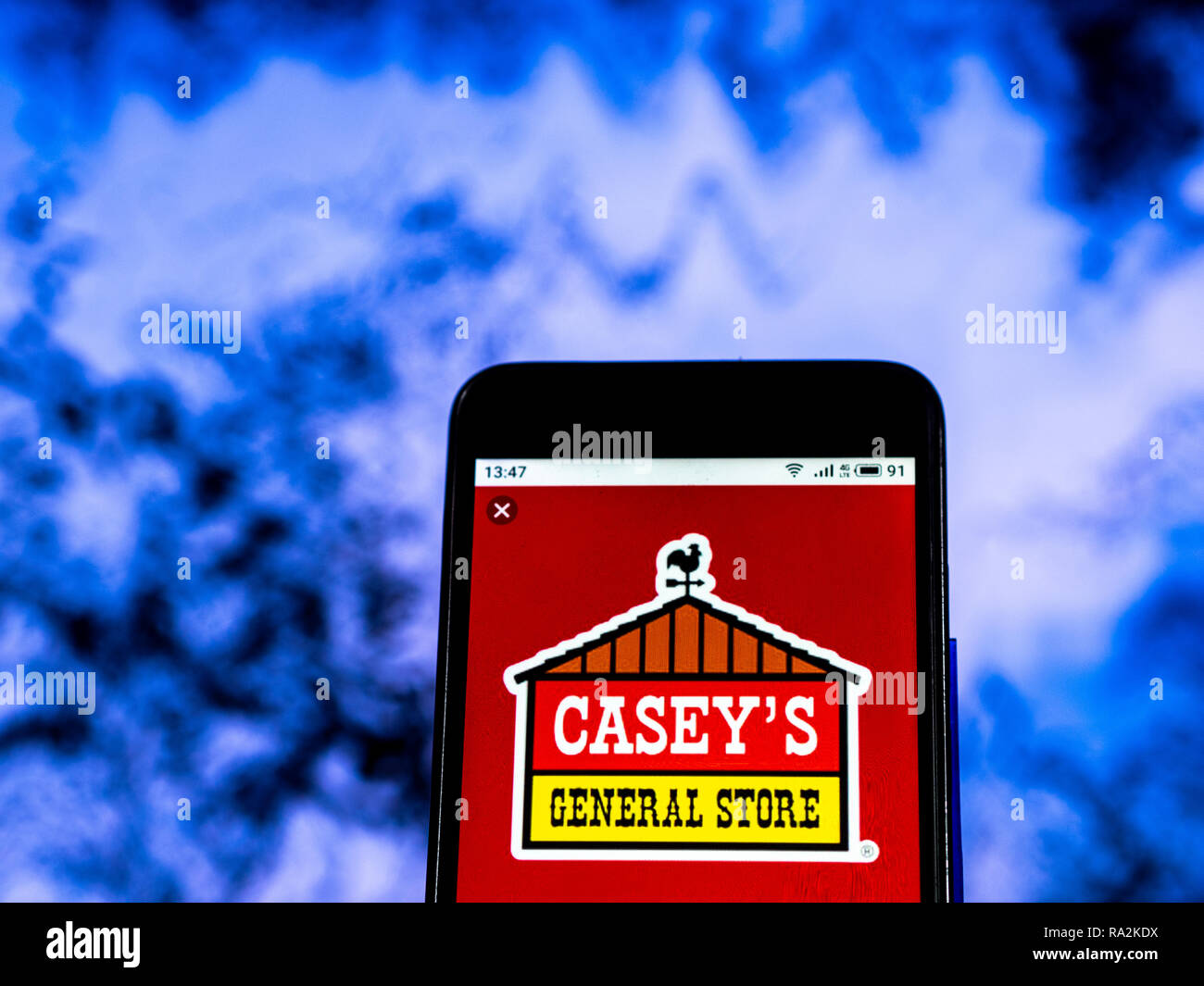 Casey's General Stores dépanneur logo de l'entreprise vu affichée sur smart phone Banque D'Images