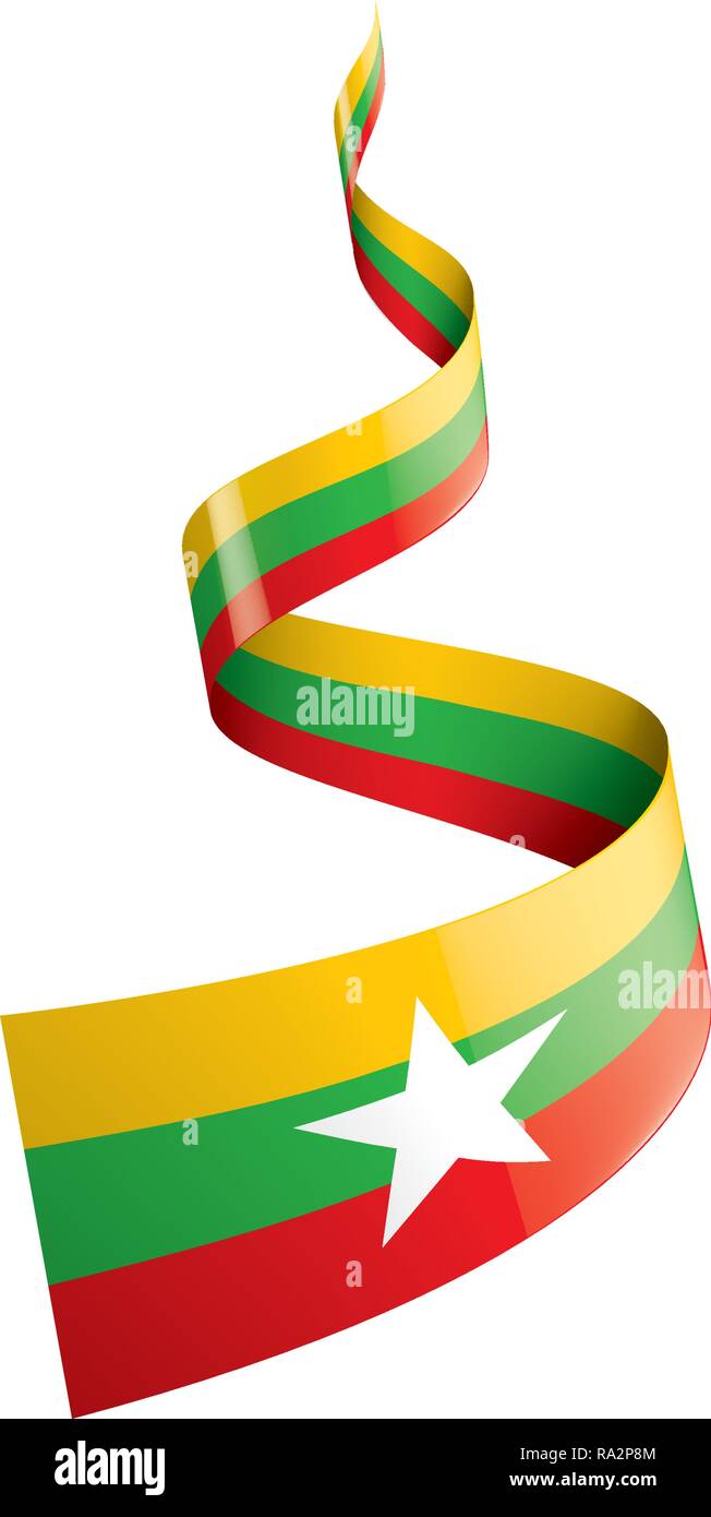 Drapeau du Myanmar, vector illustration sur fond blanc Illustration de Vecteur