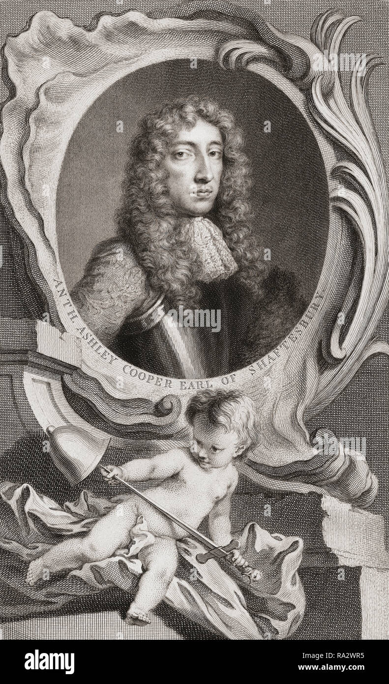 Anthony Ashley Cooper, comte de Shaftesbury, 1621-1683. Homme politique anglais. Du livre les chefs des personnes illustres de Grande-Bretagne, gravée par Houbraken et M. Vertue. Avec leurs vies et caractères. Le livre a été compilé et écrit par Thomas Birch, 1705-1766 . D'une édition datée de 1813. Banque D'Images