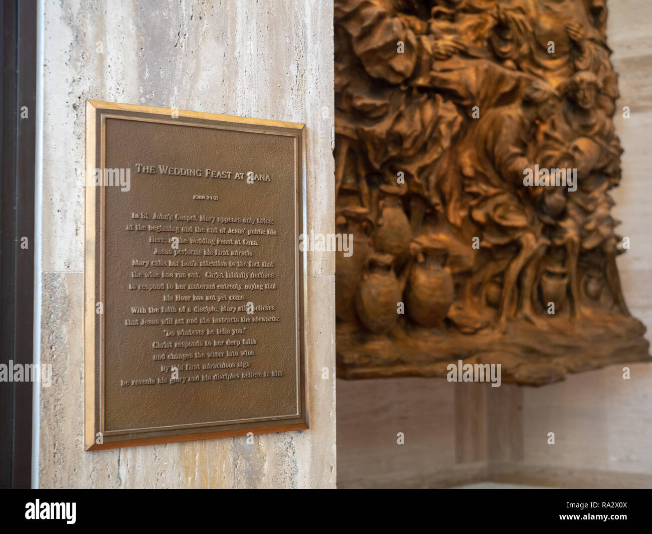 Les Noces de Cana et à l'histoire de la plaque murale de la cathédrale Sainte Marie de l'Assomption Banque D'Images