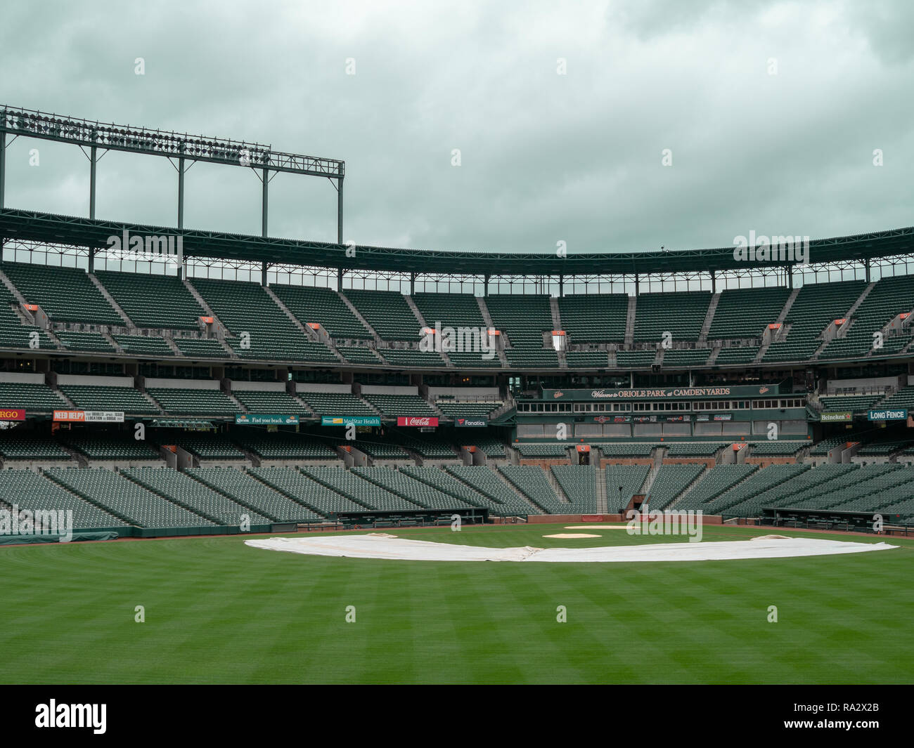 Voir l'infield de Camden Yards, le stade des Orioles de Baltimore, à l'intersaison vide Banque D'Images