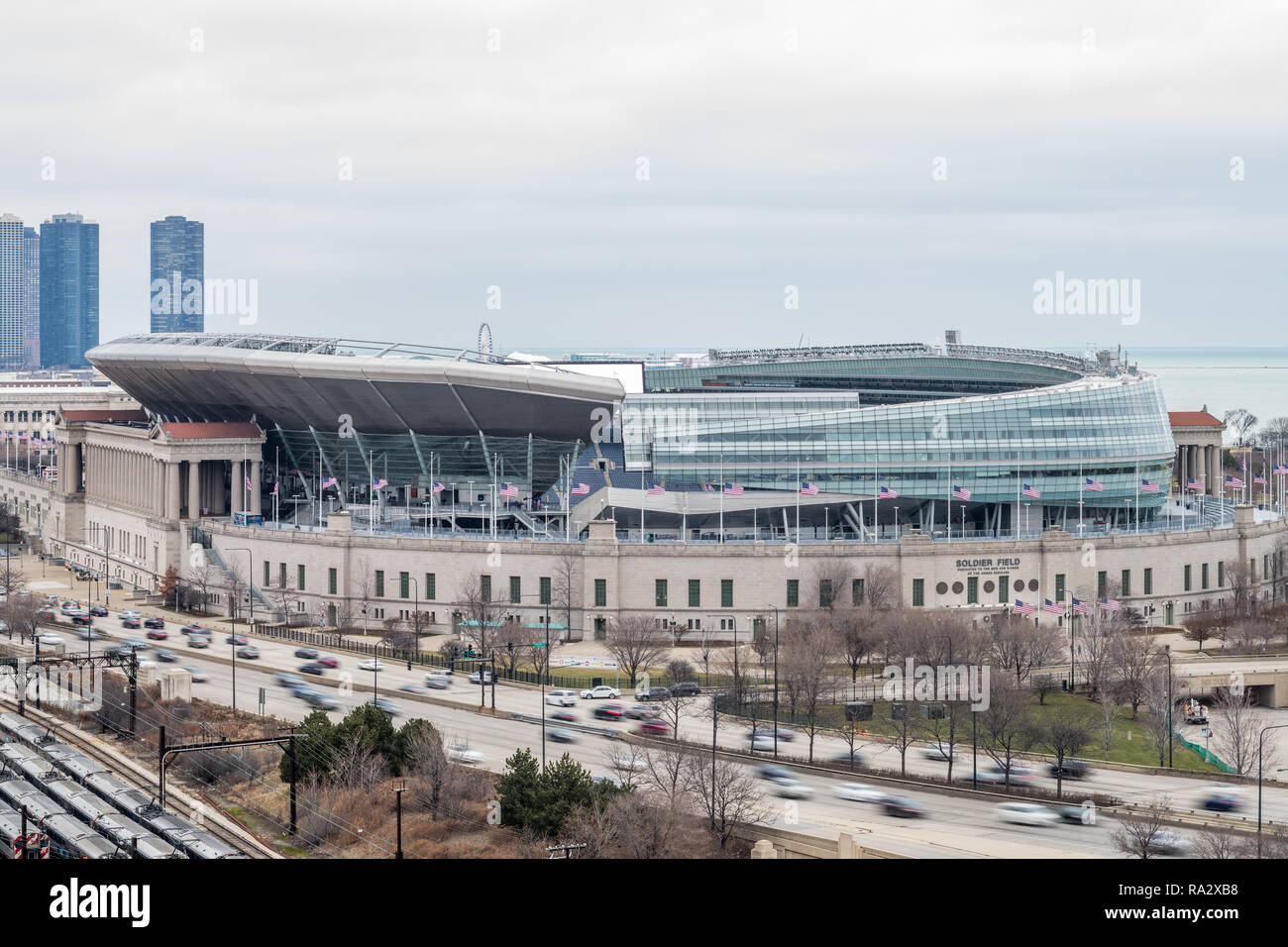 Vue aérienne de Soldier Field Banque D'Images