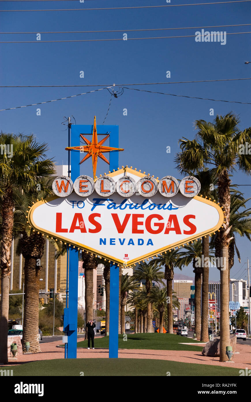 La célèbre vintage neon 'Welcome to Las Vegas' sign, Las Vegas, Nevada. Banque D'Images