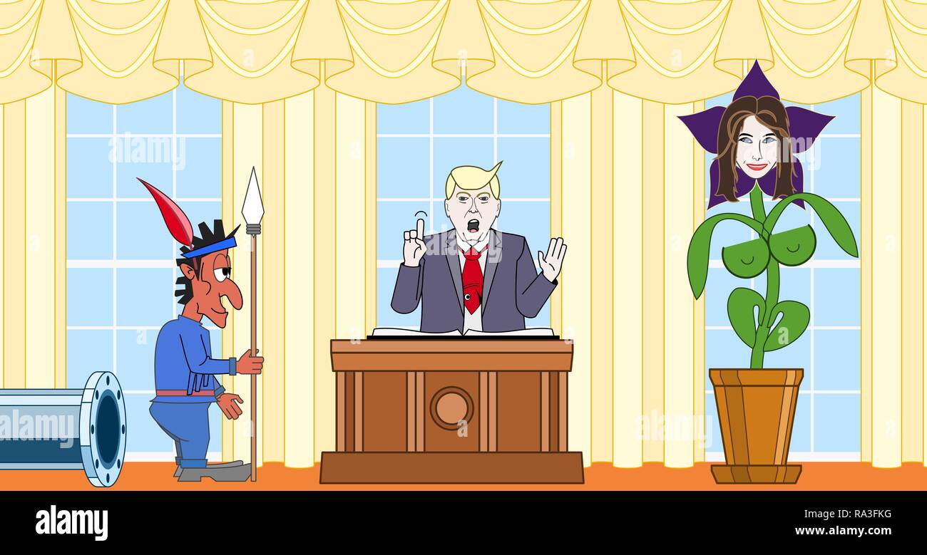 Dans le bureau ovale de la Maison Blanche Illustration de Vecteur