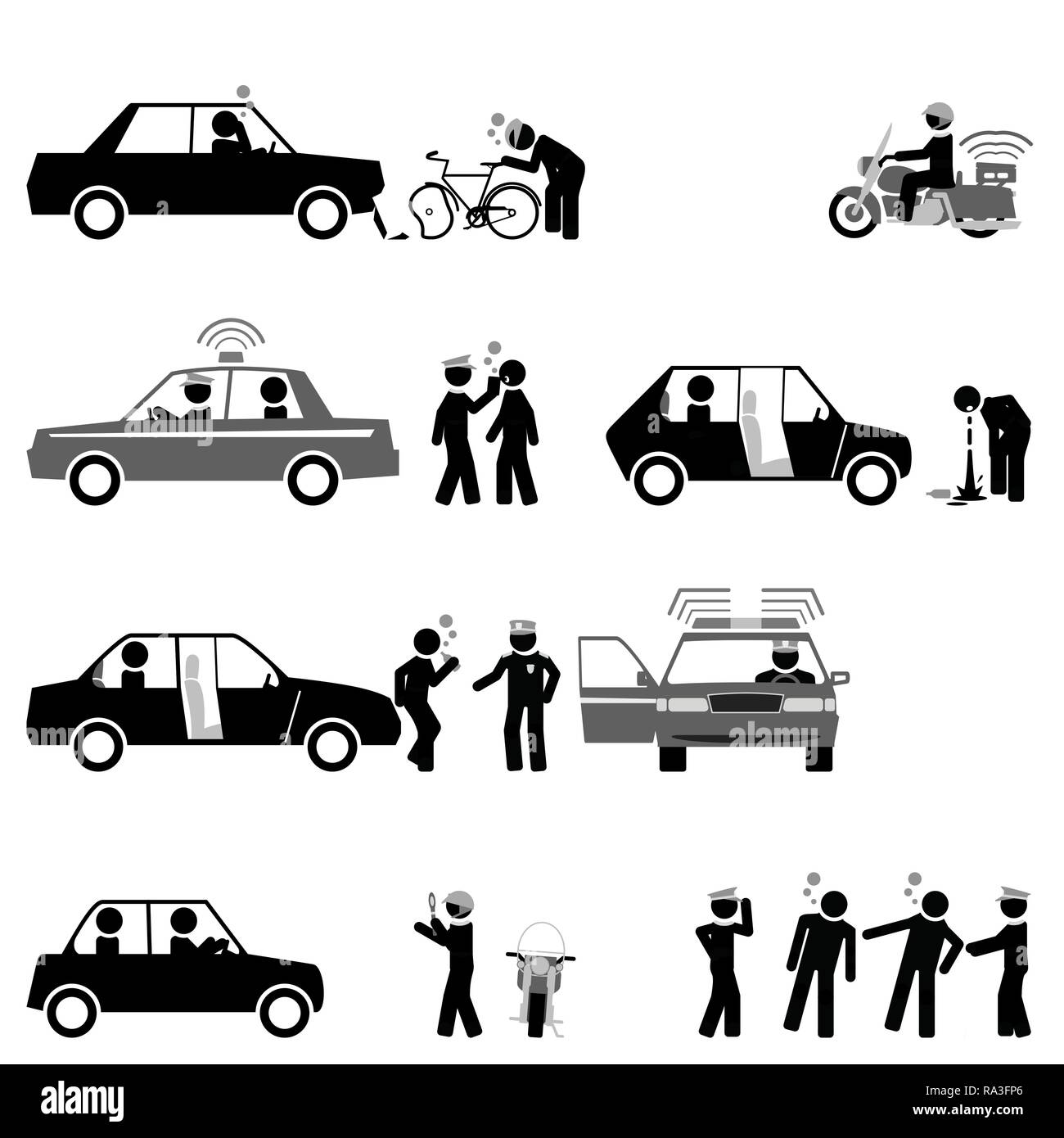 Le contrôle de la police de la circulation et la sécurité routière sobriété des conducteurs Illustration de Vecteur