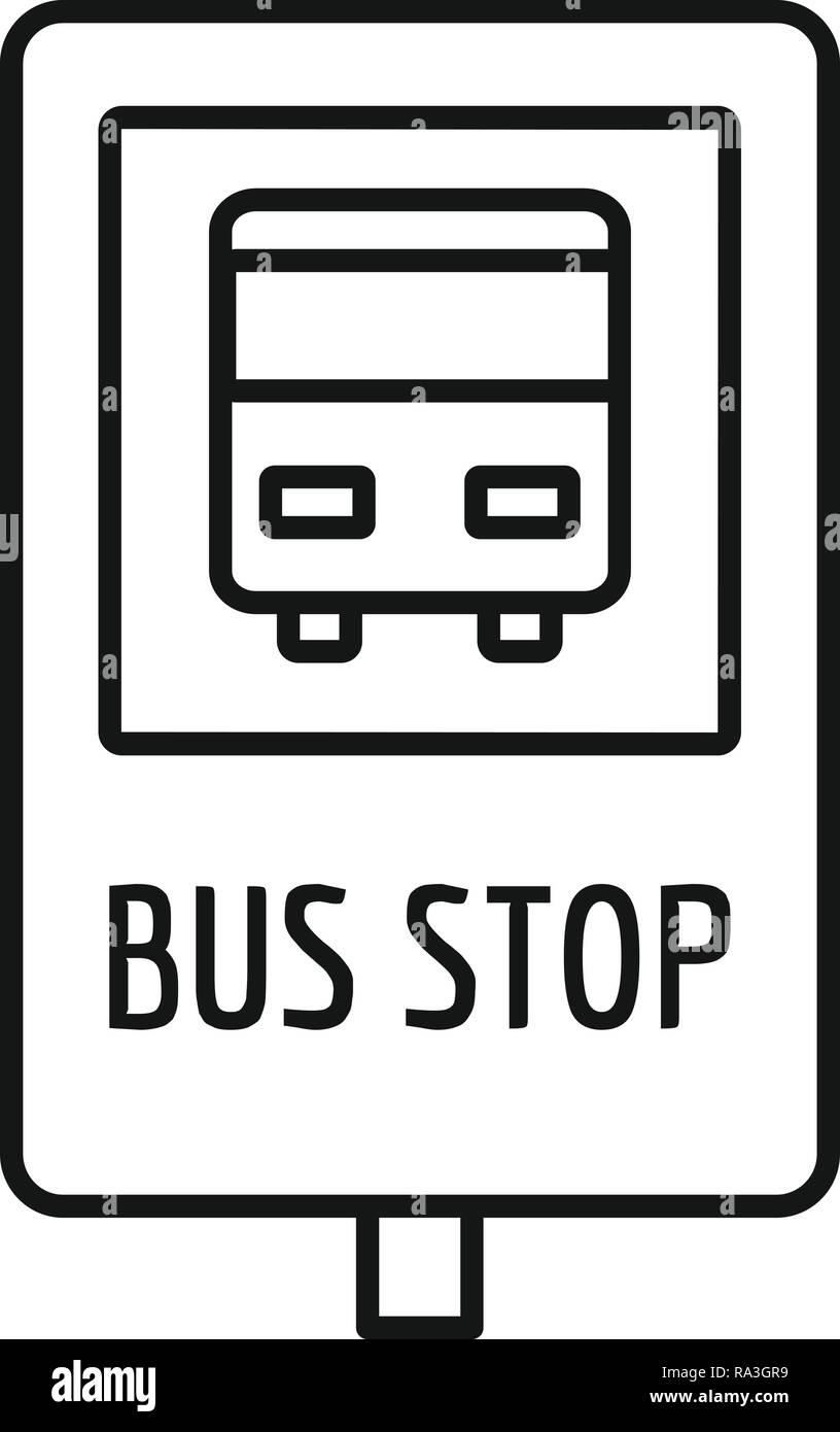 City bus stop icône. Contours ville sign icône vecteur pour la conception web isolé sur fond blanc Illustration de Vecteur