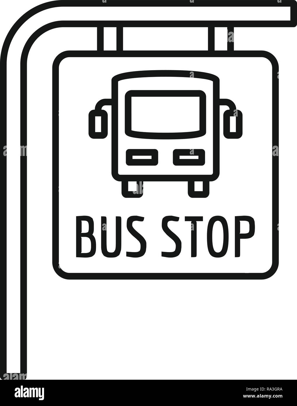 Icône de signe l'arrêt de bus. Contours sign icône vecteur pour la conception web isolé sur fond blanc Illustration de Vecteur
