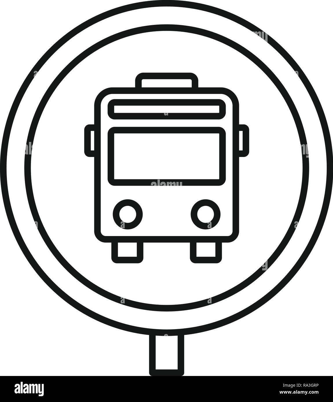 Icône de signe l'arrêt de bus du cercle. Cercle contour sign icône vecteur pour la conception web isolé sur fond blanc Illustration de Vecteur