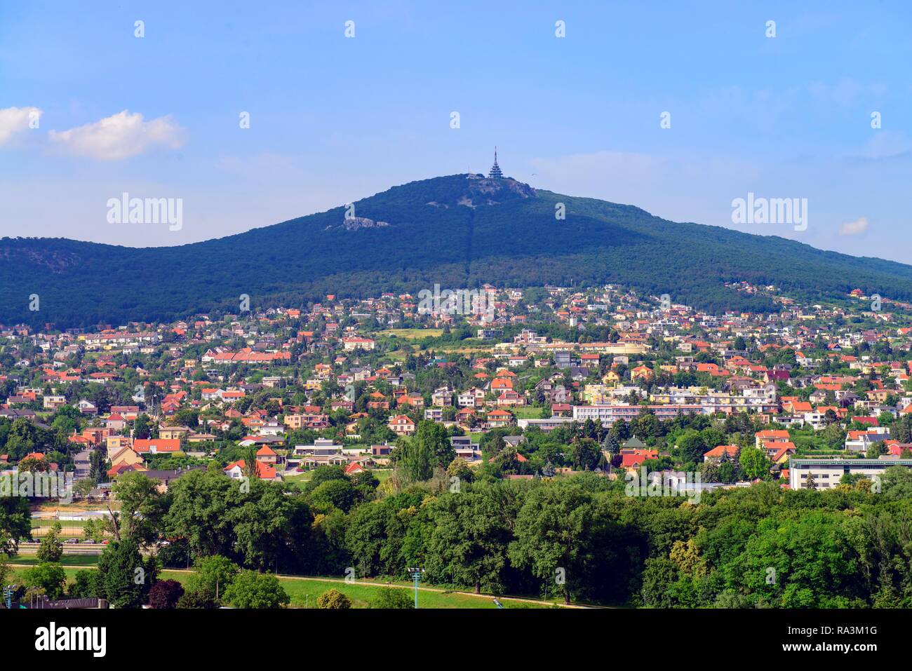 Vue de la Ville Haute à la Ville Basse, quartier du château, Nitra, Slovaquie, Neutra Banque D'Images