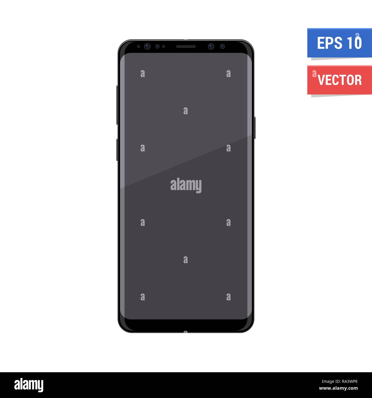 Vecteur réaliste maquette télévision Samsung S9 plus isolé sur fond blanc. Toute résolution à l'échelle de l'image Illustration de Vecteur