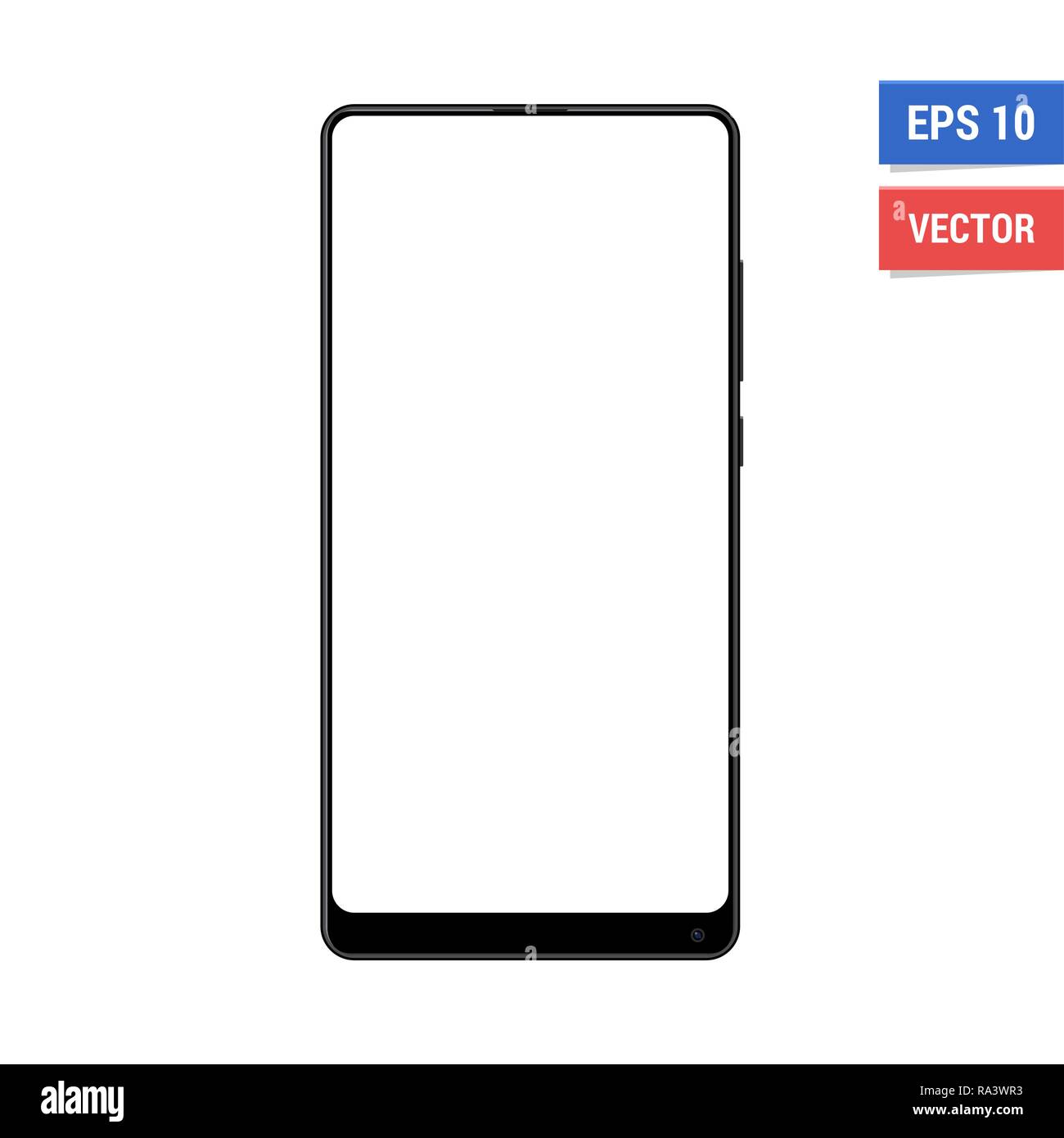 Télévision vecteur réaliste maquette Xiaomi Mi Mix 2 avec écran blanc. Toute résolution à l'échelle de l'image Illustration de Vecteur
