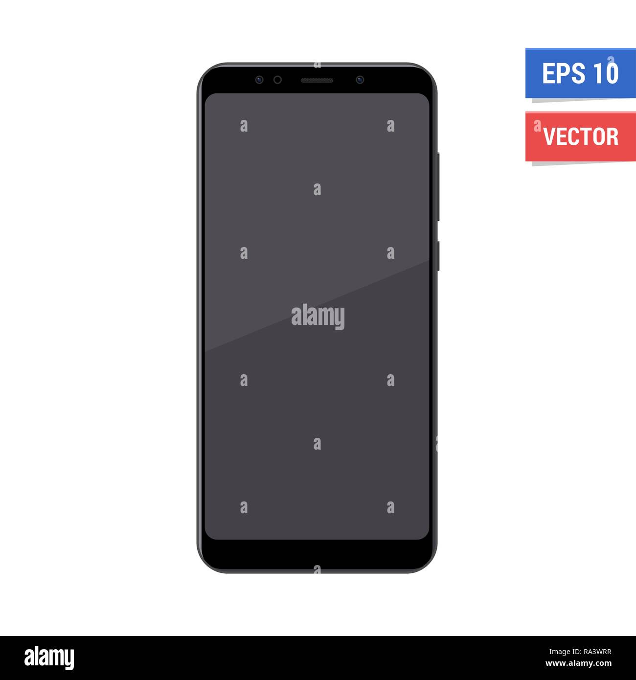 Télévision vecteur réaliste maquette Xiaomi Redmi 5 plus isolé sur fond blanc. Toute résolution à l'échelle de l'image Illustration de Vecteur