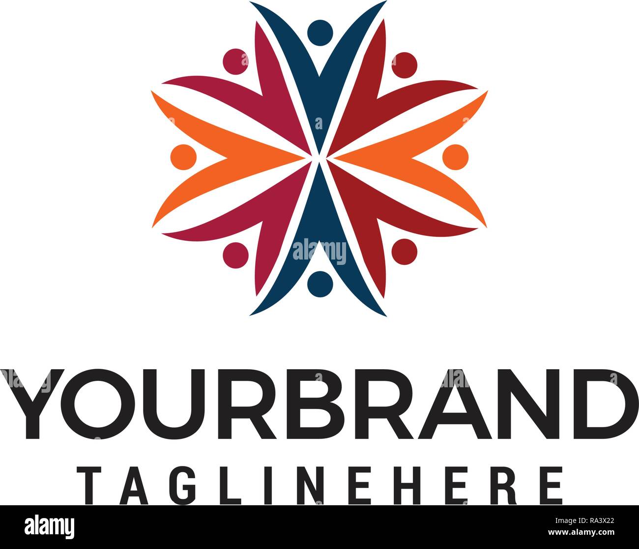 Modèle d'équipe logo vector illustration créative. Groupe de gens signe. Symbole des médias sociaux. Concept d'équipe d'amitié. Illustration de Vecteur