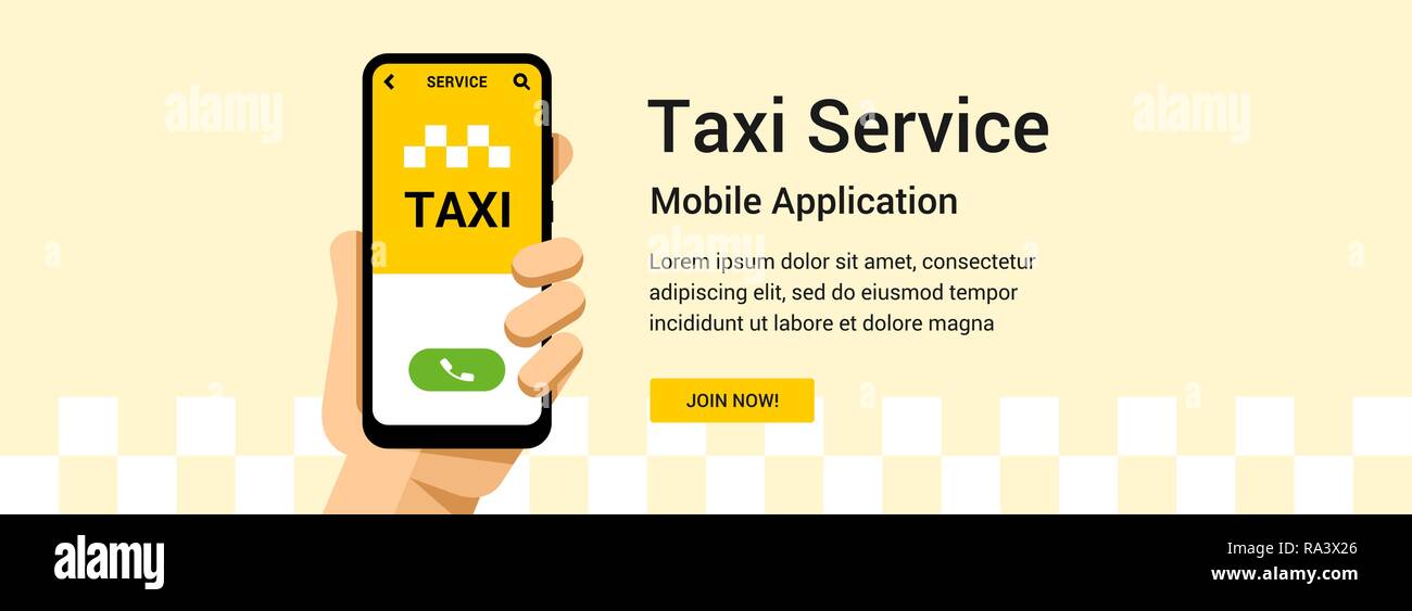 Télévision vecteur bannière pour taxi service application. Dans la main de téléphone mobile ou l'illustration pour web design Illustration de Vecteur