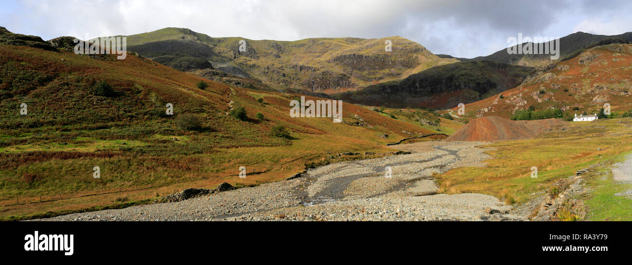 Les mines de cuivre au-dessus de la vallée ville de Coniston, Parc National de Lake District, Cumbria, England, UK Banque D'Images