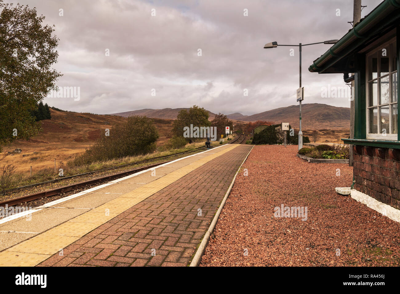 La plate-forme d'unité centrale au périphérique vide à Rannoch Station en Perth and Kinross, en Écosse. 18 Octobre 2018 Banque D'Images