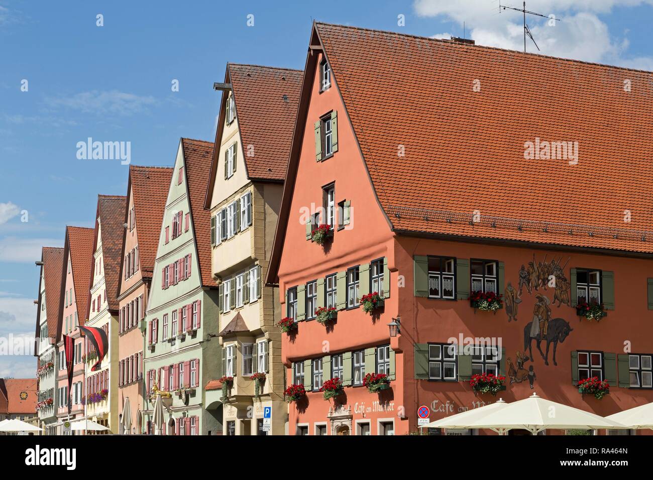 Maisons à pignons, Segringer Strasse, Dinkelsbühl, Middle Franconia, Bavaria, Germany Banque D'Images