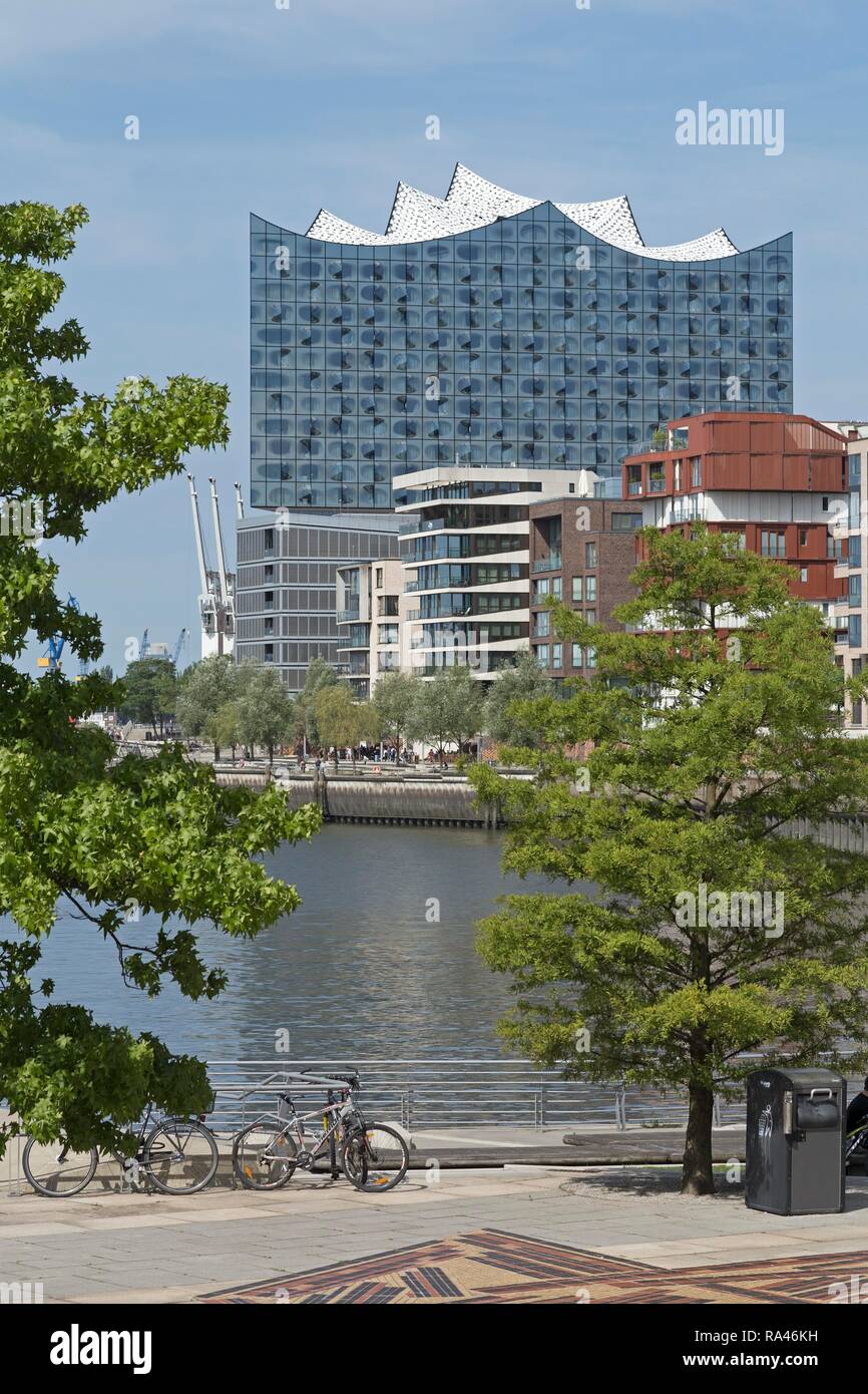 Elbe Philharmonic Hall avec Dalmannkai et Marco Polo, terrasses, HafenCity, Hambourg, Allemagne Banque D'Images