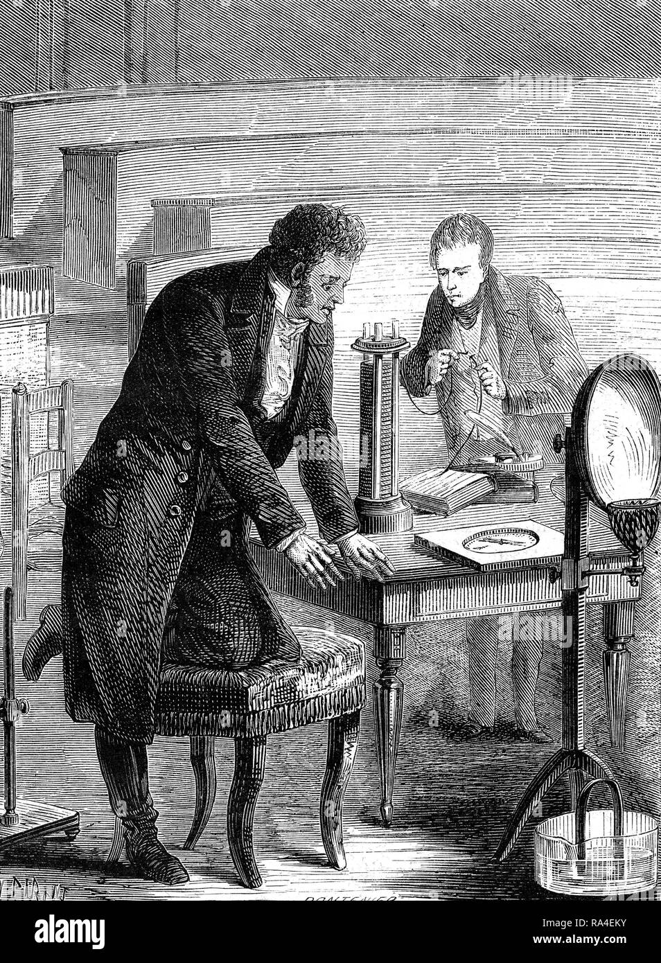 Hans Christian Oersted, chimiste et physicien danois, découvrez l&amp;#39;électromagnétisme, 1867, France Photo Stock - Alamy