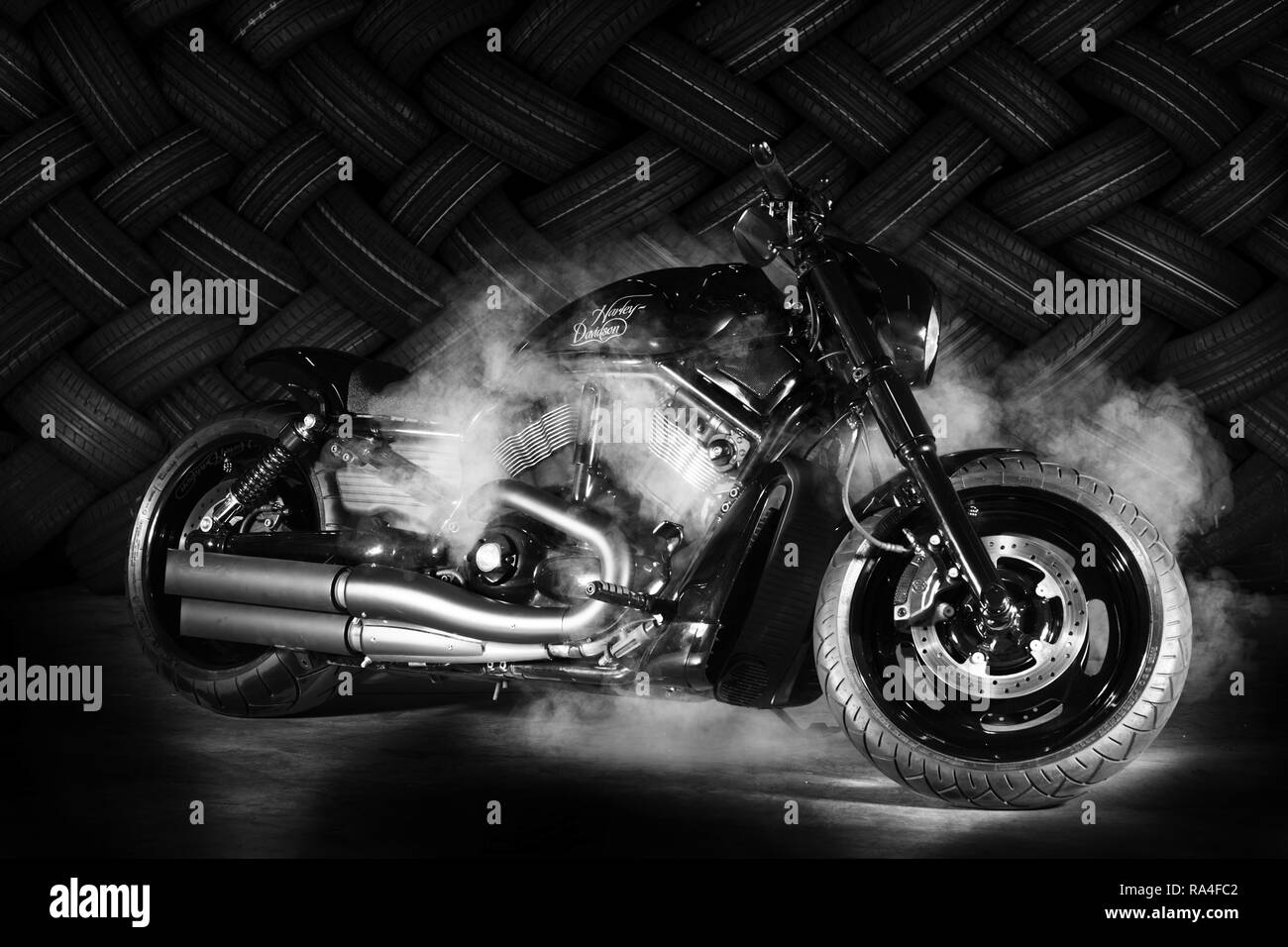 Moto, Harley Davidson, monochrome, Allemagne Banque D'Images