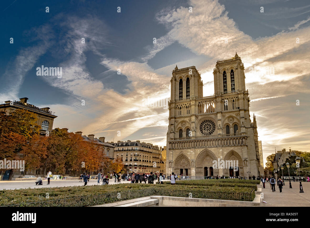 Notre-Dame de Paris, également connu sous le nom de la Cathédrale Notre Dame une cité médiévale cathédrale catholique sur l'Île de la Cité dans le quatrième arrondissement de Paris Banque D'Images