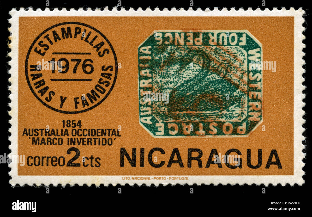 Timbre-poste du Nicaragua dans la philatélie série émise en 1976 Banque D'Images