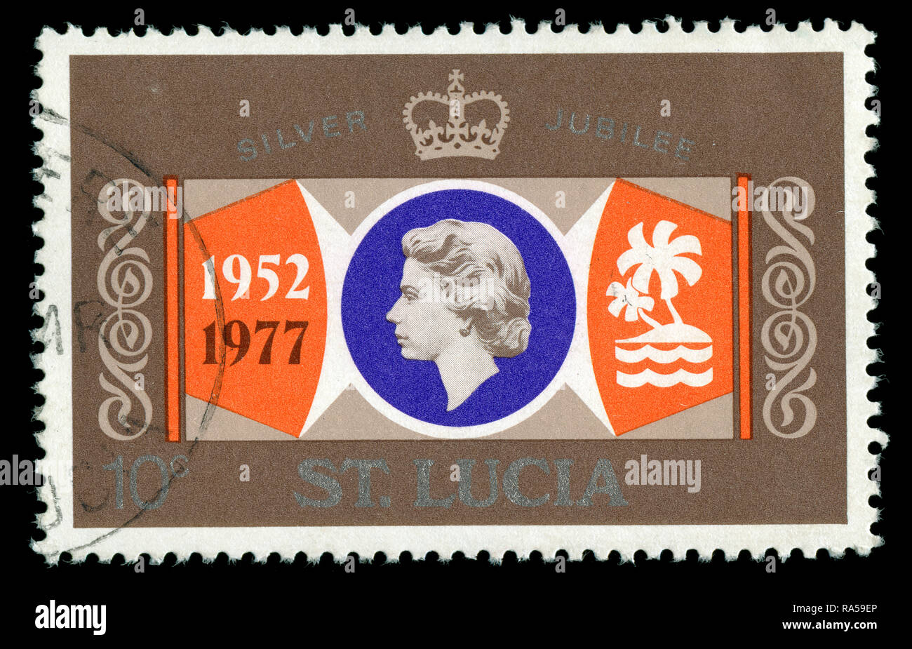 Timbre-poste de Sainte Lucie dans le jubilé d'argent série émise en 1977 Banque D'Images