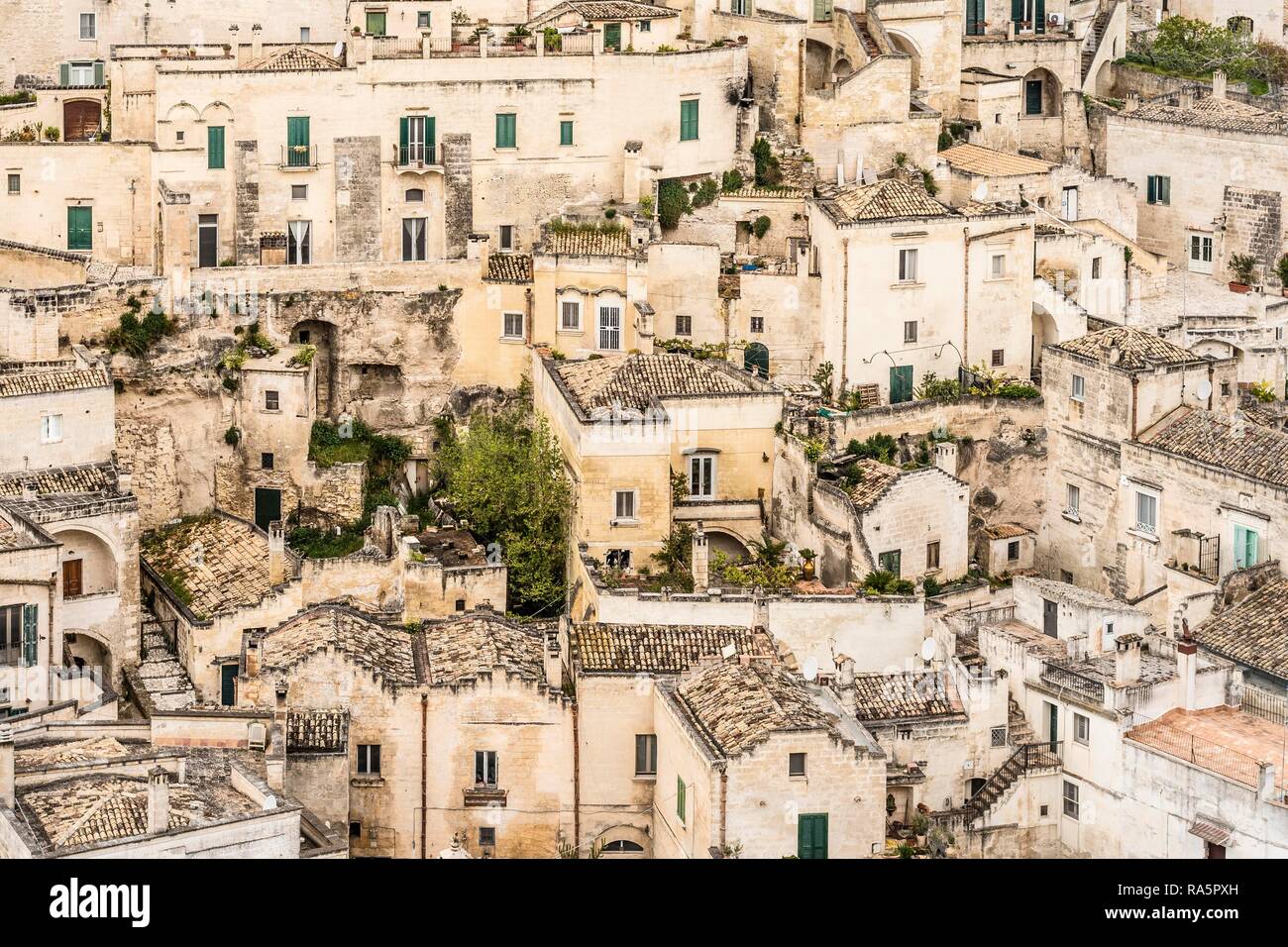 Maisons dans le district de Sasso le Dodici Lune, Matera, Basilicate, Italie Banque D'Images