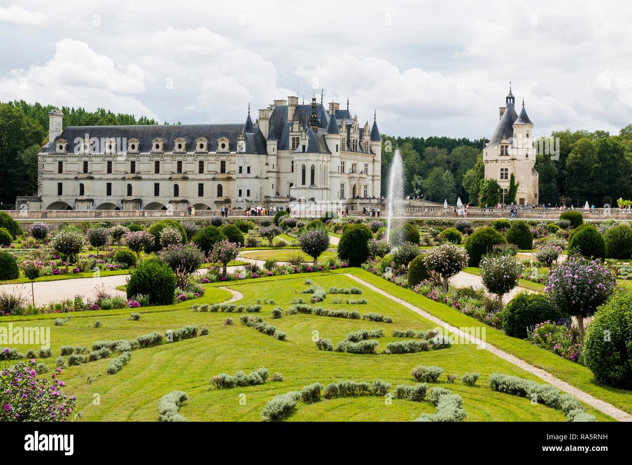 La visite du Château de Chenonceau et jardin, le Château de Chenonceau, Chenonceaux, Département Loire, Indre-et-Loire, région Centre, France Banque D'Images